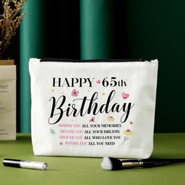 65th Birthday Gifts for Women, Makeup Bag, 65th Birthday Decorations for Her, Funny Turning 65 Year Old Gifts for Grandma Mom Wife Aunt Sister Female Lady Friend Bestie Mothers Day Wedding Anniversary