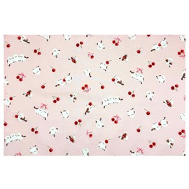 miwaki Fabric Placemat, For Children, Girls, Elementary School, Elementary School Students, Simple, With Name Tag, Made in Japan, Motif, Ribbon, Cherry, Pink, 1 Piece, L Size