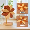 kitotik Wooden Trivets for Hot Dishes, Windmill Shape Trivet Set,