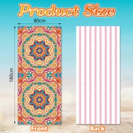 yumcute Strandhandtuch XXL, Mikrofaser Badetuch Groß Saunatuch Microfaser Badetuch mit Motiv für Sports Reise Strand Sauna (Mandala-Muster, 180x80 cm)