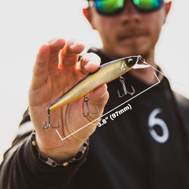 6TH SENSE Provoke 97 Series Jerkbait – Premium Fishing Lure with Lifelike Action, Tapered Tail Design, and Ultra-Sharp Hooks for Bass Fishing (Ghost Ice Minnow, 97X)