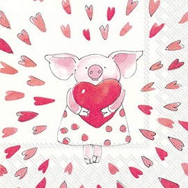 Boston International L852000 IHR Papierservietten, 3-lagig, 20 Stück, Piggy Love