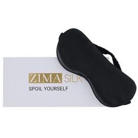 ZIMASILK 100% 22 Momme Pure Mulberry Silk Sleep Mask,Filled with 100% Mulberry Silk，Silk Wrapping Strap- Super Soft & Comfortable Sleep Eye Mask for Sleeping (Black)