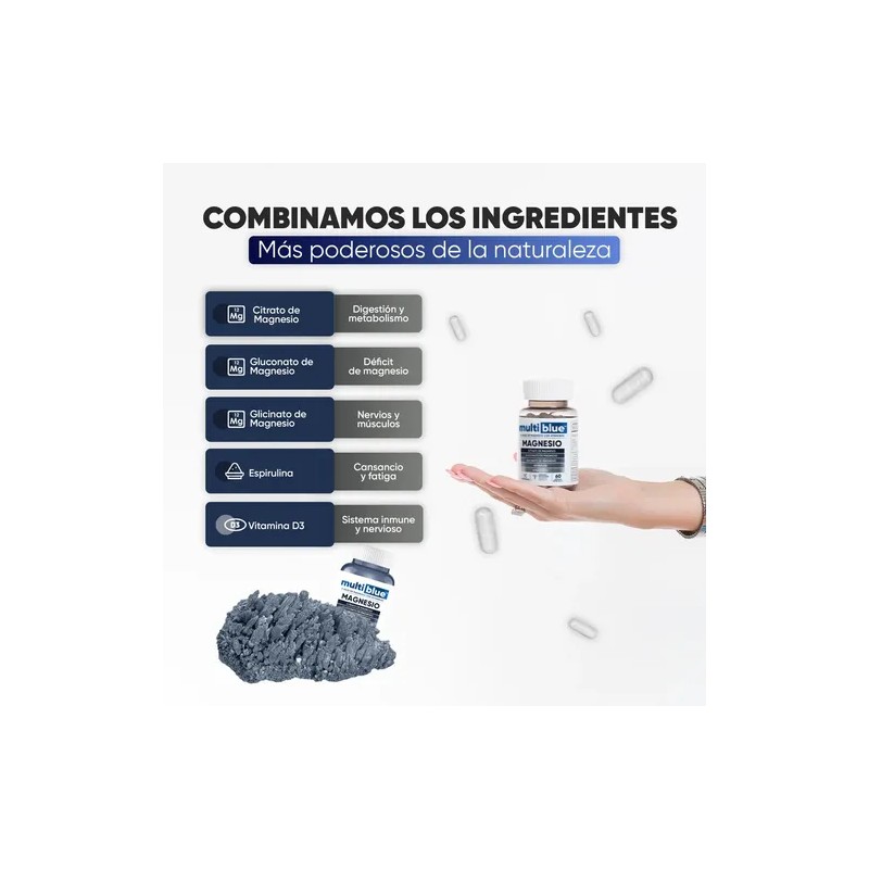 Multiblue Magnesio Apoyo Muscular Y Mejora El Sueño 60 Caps