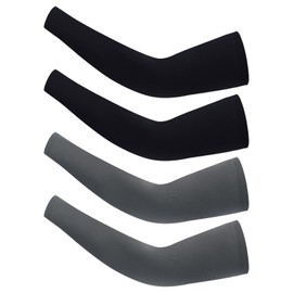 Goture Arm Cover, UV Protection, UPF 50+, Tan, Black, Gray, Cool Feeling, Long Length, Anti-Slip, Summer, Sun Protection, Unisex, Sports, Black + Gray 2 Piece Set