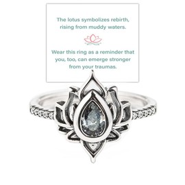FCK MY TRAUMA LOTUS RING For Women Lotus Flower Inspirational Ring Unique Lotus Ring Reminds You to Let Go of Your Trauma in a Playful Way No Mud No Lotus Ring To Sorority Best Friends Motivational CZ