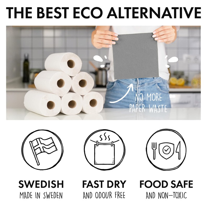 SUPERSCANDI Swedish Dishcloths Eco Friendly Reusable Sustainable Biodegradable Cellulose Sponge
