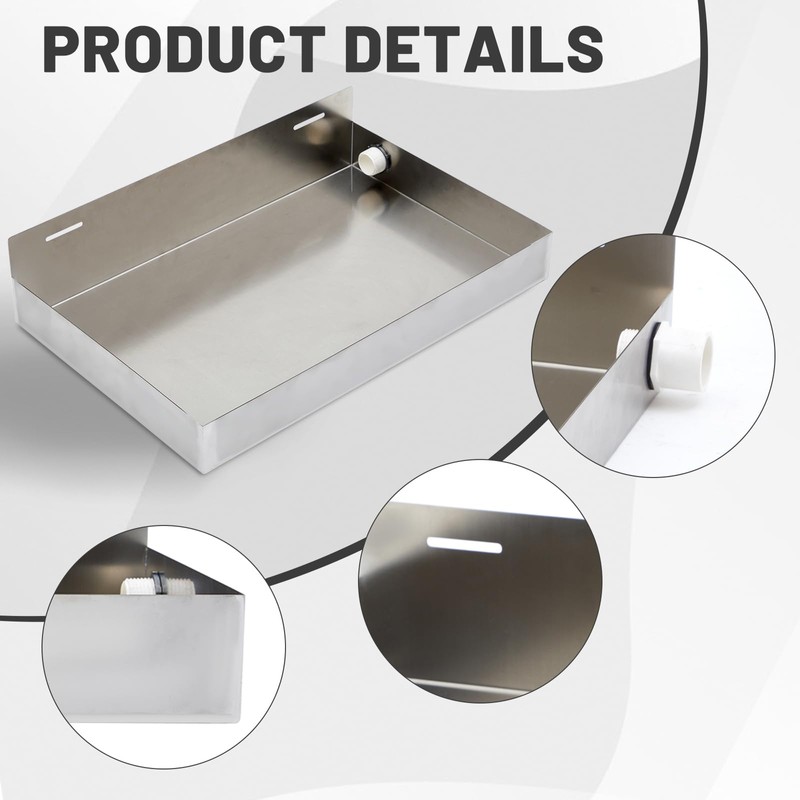 Blulu Water Heater Drain Pan Wall Mounted Tankless Stainless Steel