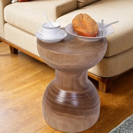 TORMAYS HOME Wooden Side Table Tree Stump End Table Solid Wood Stool Natural Plant Stand Small Rustic Nightstand Handmade Accent Table for Indoor Outdoor Spaces (Natural Color)