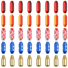 Fishing Spinner Lure Bodies, 40pcs Fishing Sinker Weights Brass Painted Spinner Lure Body Spinnerbait Making Supplies Parts Bullet Slip Sinker DIY Inline Spinnerbait Making Kit