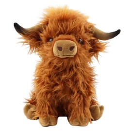 ZPSOSPZ Highland Cow Stuffed Animals, Soft Highland Bull Animal Toy Plushies Farm Toy Cuddly Long Haired Bull Toy Soft Farm Cattle Plushie Gift for Kids Boys 25cm
