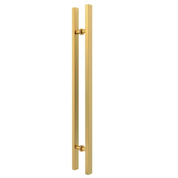 LVYIHAN 59 inch Large Stainless Steel Front Door Handle Double Sided, Pull Push Sliding Barn Door Handle, Commercial H Shape Door Pull Handles, Brushed Gold