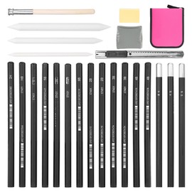 Sketch Pencil Set for Art Students Painting Artist Kit with Eraser Zippered Carrying Case