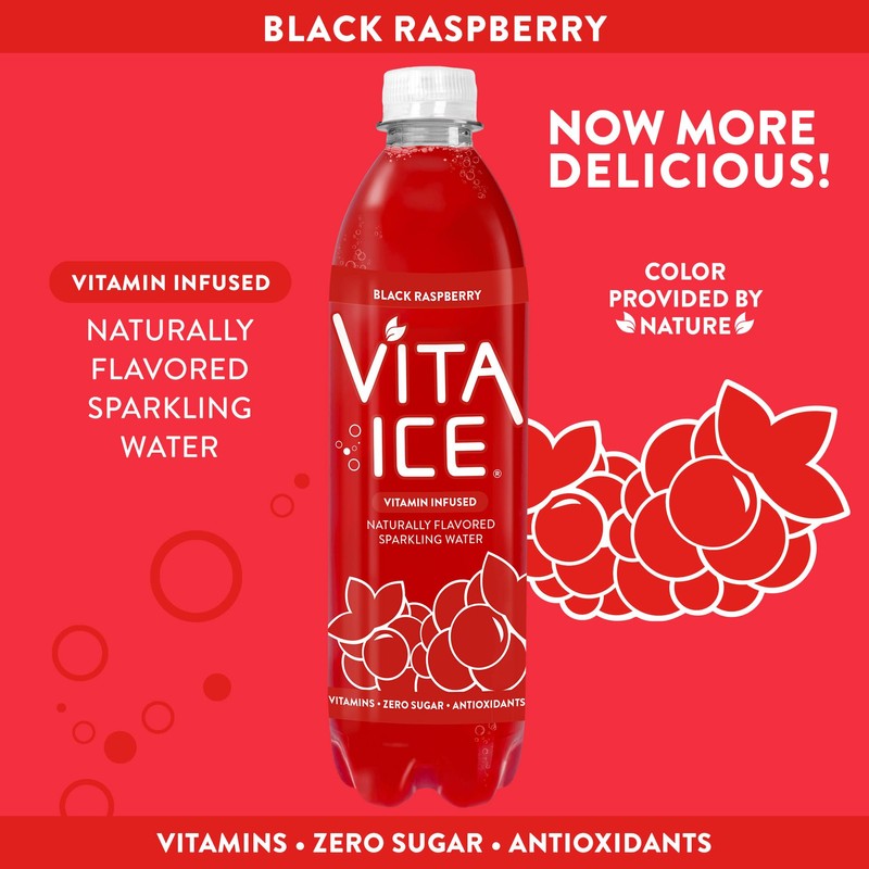 Vita Ice Black Raspberry, 12 Pack, 17 oz. Bottles