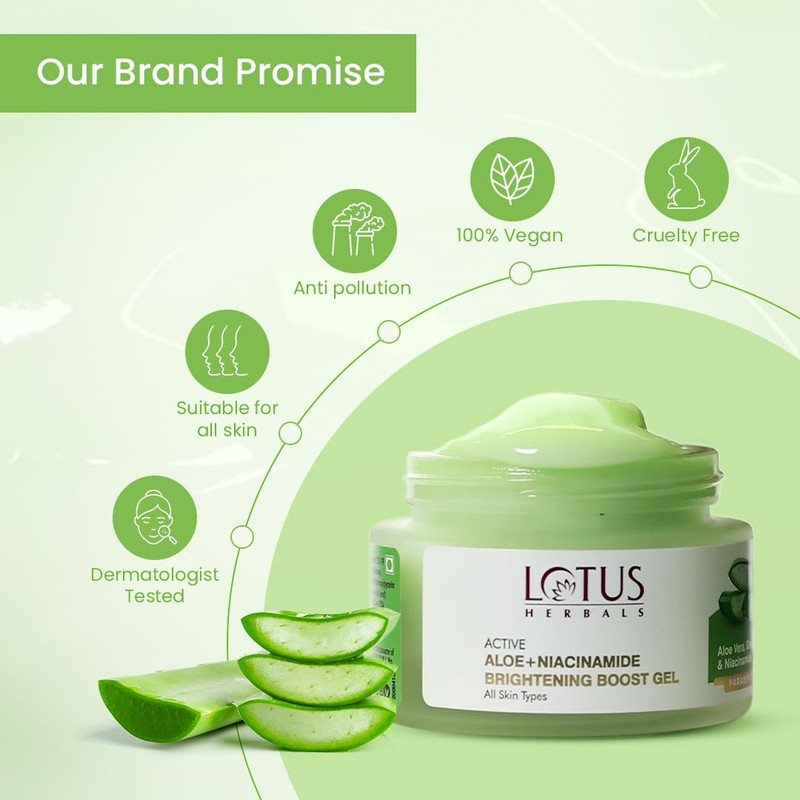 Lotus Herbals Active Aloe + Niacinamide Brightening Boost Gel |