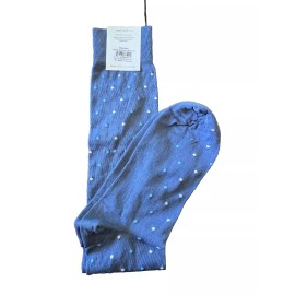 Dapper Classics Indigo Blue Sky Blue and Ash Dot Cotton OTC Linked Toe Sock 8-12