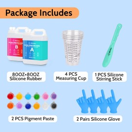 JDiction Silicone Mold Making Kit, 160OZ Super Elastic Liquid Silicone for Mold Making with Pigment Paste, Fast Cure Flex Silicone Rubber for Casting Resin Molds and Detail Molds(10A)