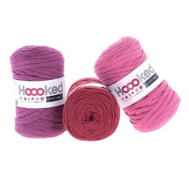 Hoooked RibbonXL Economy Set of 3 Rolls of 120 Metres Giant Textile Yarn Made from Recycled Clothing (Plum Lipstick)