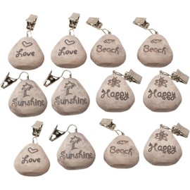 ToCi Set of 12 Tablecloth Pompoms | Tablecloth Holder Curtain Weight in Beach Look and Stone Look | Tablecloth Weight Shower Curtain Weights with Clip