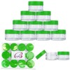 Beauticom 12 Pieces 20G/20ML Round Clear Jars with GREEN Lids