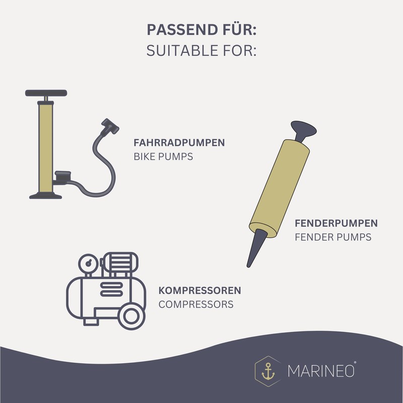 MARINEO Ventiladapter für Fender – Adapter für Fahrradpumpe & Autopumpe