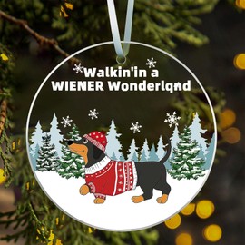 Weiner Dog Christmas Ornaments 2024 - Dachshund Ornaments for Christmas Tree, Funny Dachshund Christmas Decorations, 2D for Women & Friends - Dachshund Through The Snow (Dachshund)
