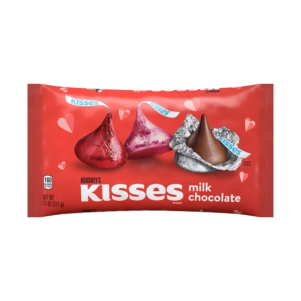 HERSHEY'S KISSES Heart Box Valentine's Day Candy Milk Chocolate Bag, 11 Oz.