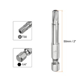 HARFINGTON 10pcs T30 Security Torx Bit 1/4" Hex Shank 2" Long S2 Steel Magnetic Tamper Resistant Star Bits Screwdriver Torx Head with Hole for Driver Drill Bits Remove Fastening Screws