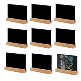 Lavagna Piccola, 8 Pezzi Lavagna da Tavolo 10 * 7,5 cm Mini lavagne in Legno con Base Prezzi Lavagnette Mini Lavagna da Tavolo per Buffet Feste Ristorante Cartelli Alimentari