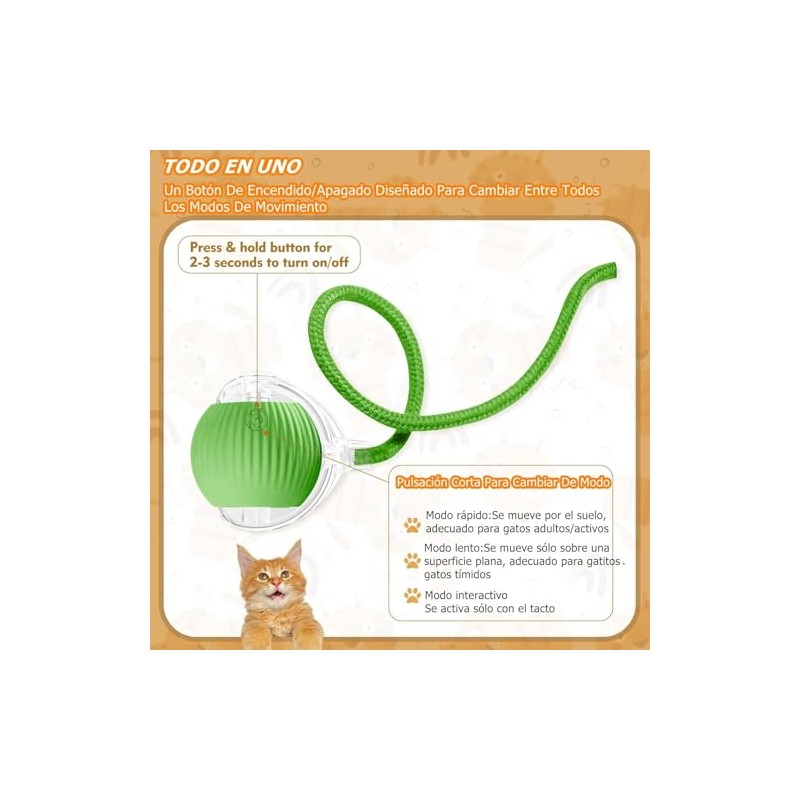 Juguete Eléctrico para Gatos y Perros - Pelota Rodante Automática,