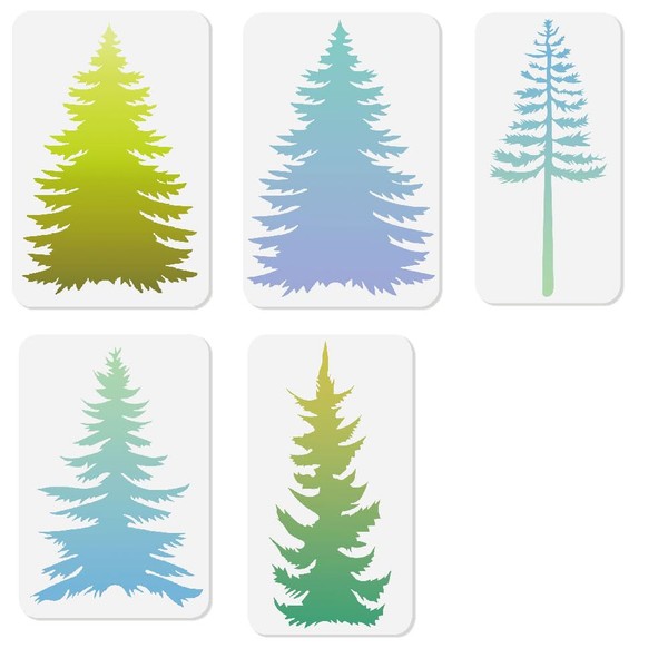 Doodlream 5pcs Spliced Christmas Pine Tree Wall Stencil for Painting,