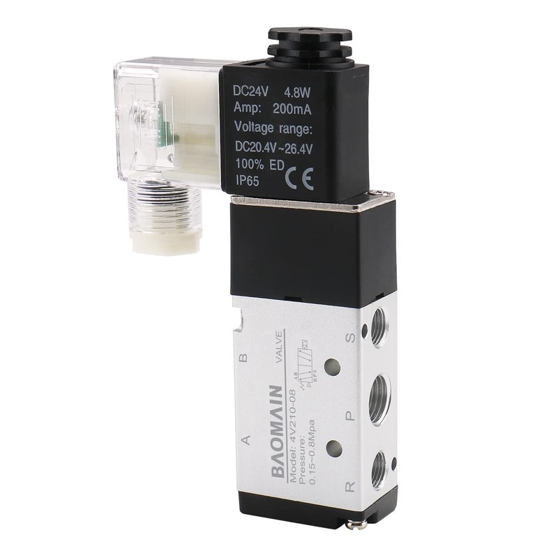 Baomain Pneumatic Air Control Solenoid Valve 4V210-08 DC 24V 5