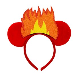 YUNISS Flame Mouse Ear Headbands,Sparkle Mouse Ears Headband for Boy Men Cartoon Princess Costume Cosplay Decoration