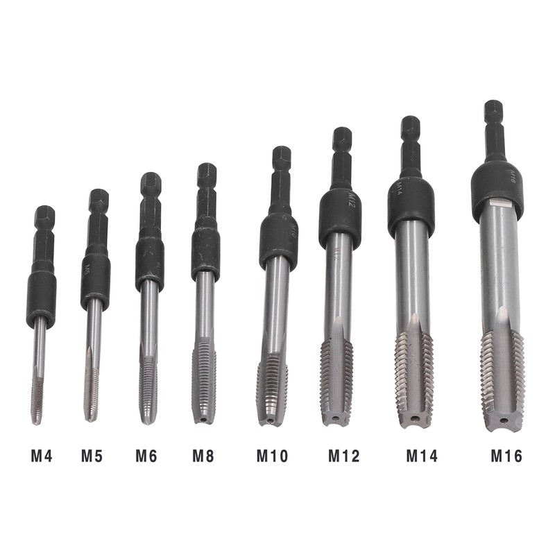 16Pcs Tap Socket Set Machine Lengthened Tapping Chuck 1/4in Hex