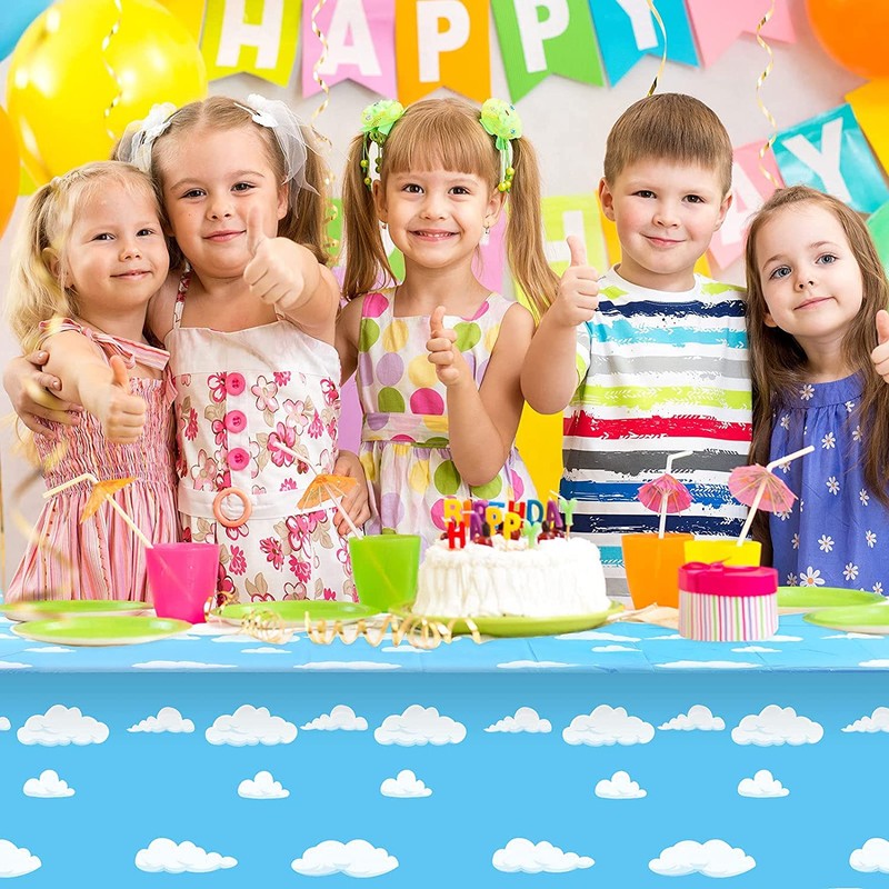 Blue Party Table Cloth Plastic Table Cover 274 x 137