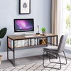 Tangkula 55 Inches Computer Desk with Bookshelf, Study Writing Table