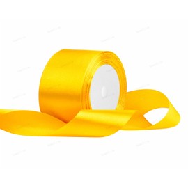 Yellow Ribbon, 1-1/2 Inch x 25 Yards Solid Color Fabric Satin Ribbons for Gift Wrapping, Crafts, Making Leis and Bows, Flower Bouquets and Wedding Party Decoration