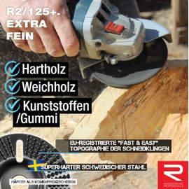 ROTAREX 3-in-1 Set for Angle Grinder - Professional Wood Tool for Milling, Carving and Grinding - High Quality Steel - Diameter 120 mm and 125 mm