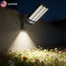 US Stock Solar Street Lights Outdoor Waterproof Dusk to Dawn ABS Housing Parking Lot LED Lamp for Garden Yard Pathway WarehouseLamp Power(W): LA079, Emitting Color: White, Battery Capacity: 25000mAh