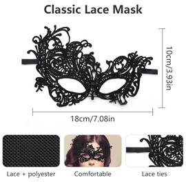 Masquerade Mask, 2 PCS Lace Masquerade Masks for Women, Lace Carnival Venetian Mardi Gras Mask Prom Ball Bar Costume 1920s Accessories Party Supplies for Women