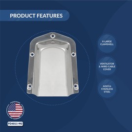 Five Oceans 316 Stainless Steel Clamshell Vent Cover, 2-Pack Boat Wire Cover, Base 6-Inch L x 4-1/2-Inch W - Wire Hole Cover, Marine Wire Cover - FO4011-M2