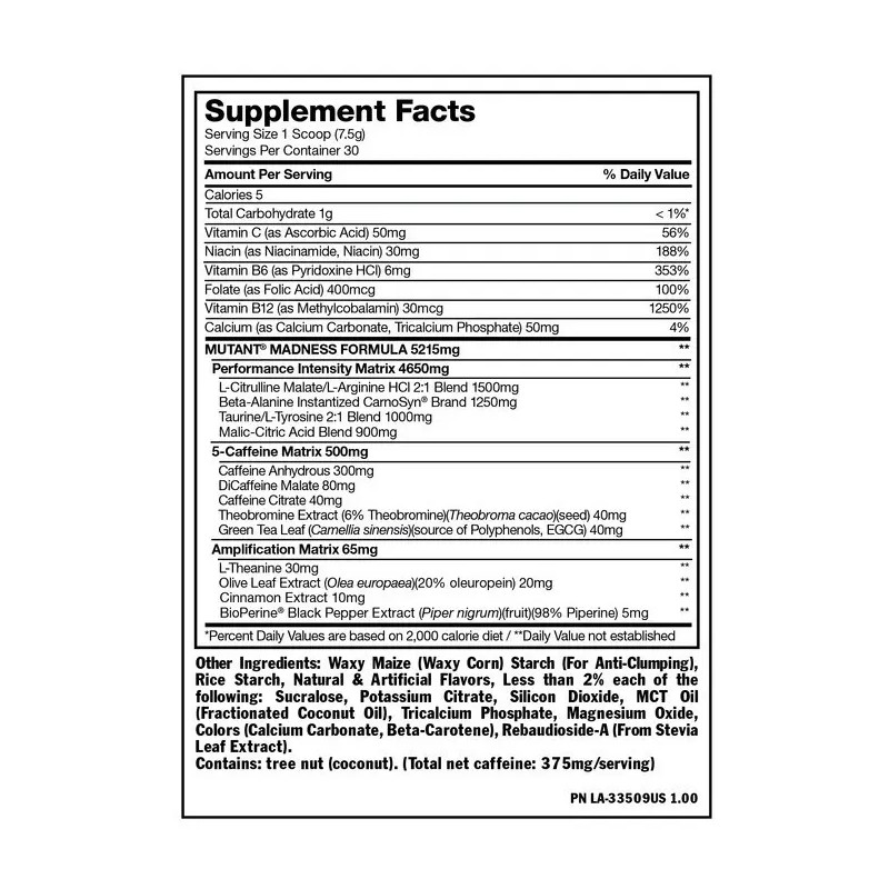 Suplemento Polvo Mutant Madness Sabor Peach Mango 270g