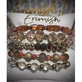 Erimish NEW! ERIMISH BRACELETS- 5 Pc Stack- Orange, Pink Brown & Gold Mermaid Fall Color