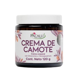 Crema de Camote Pacalli con Harpagophyto y Dioscorea 120g – Crema Corporal de Origen Natural para Molestias Musculares y Uso Diario