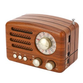 Wooden Radio, Handmade FM Retro Speaker, Portable Elderly Stereo AM FM Speaker for Bedroom Dining Room Office.