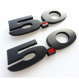 2 Pieces(Pair) 5.0 Liter Door Fender Side Emblem Badge Plate for Ford Mustang F150 GT - Matte Black