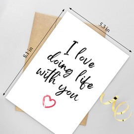 Naixiwen Romantic Anniversary Card for Husband Wife, Adorable Birthday Card from Girlfriend Boyfriend, Happy Valentines Day Card for Men Women, I Love Doing Life with You Card