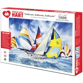 Hart Puzzles Sailboats, Sailboats, Sailboats by Kathleen Parr McKenna, 24 x 30 1000 Piece Puzzle