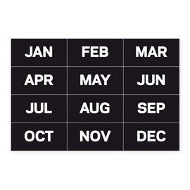 MasterVision Months of The Year Magnets, 1 x 2 Inches Each, 12 Magnets, Black/White