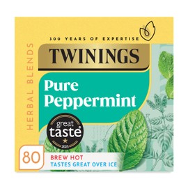 Twinings Pure Peppermint Flavoured Tea Bags - 80 Biodegradable Bags Caffeine & Sugar Free Herbal Tea for Digestion & Refreshment Natural Peppermint Flavor